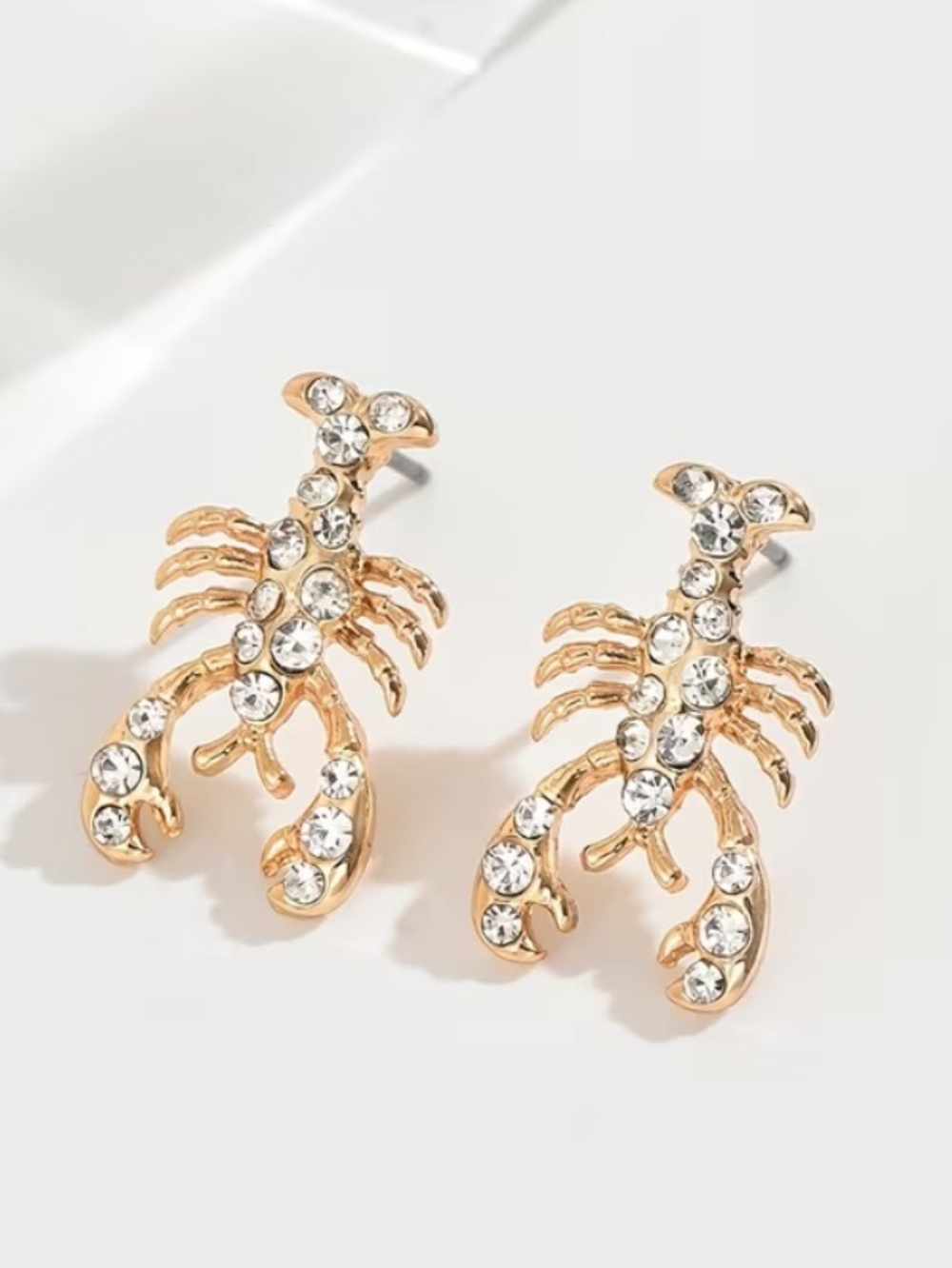 CRYSTAL  Lobster Gold Stud Pierced Earrings NIB
